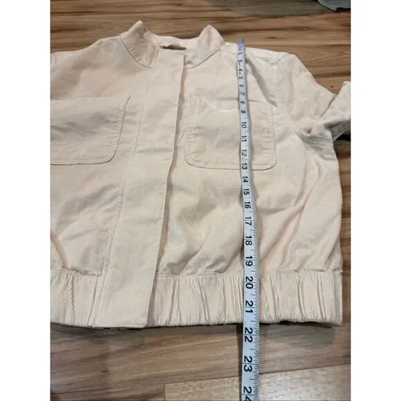 PACT Womens Modern Corduroy Bomber Jacket Sandshell Beige Size L - Picture 9 of 9